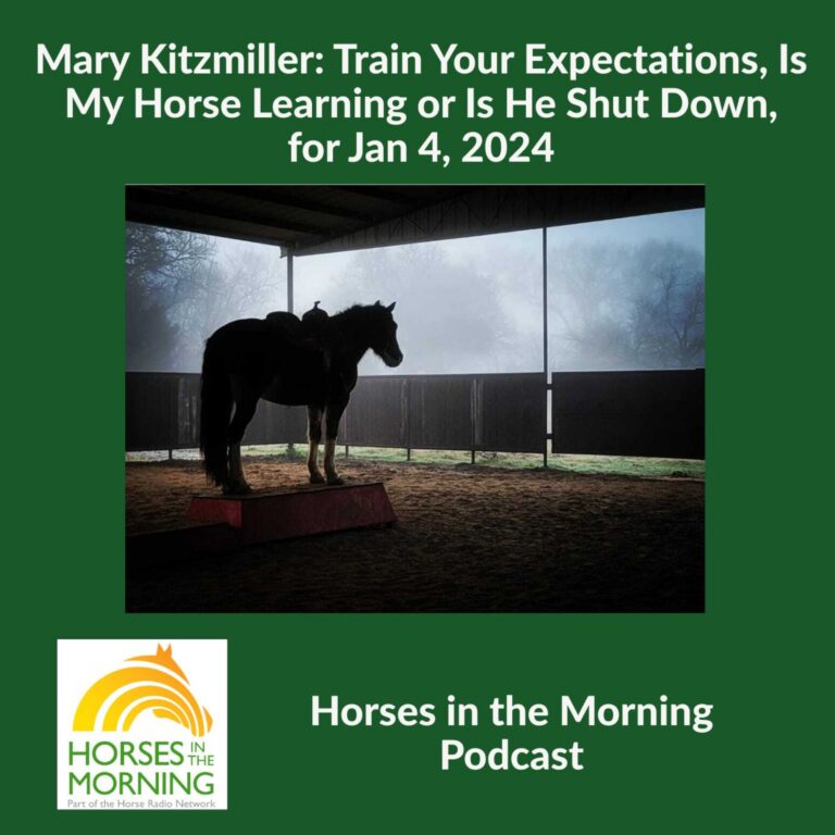 Mary Kitzmiller: Train Your Expectations, Is My Horse Learning or Is He Shut Down, for Jan 4, 2024